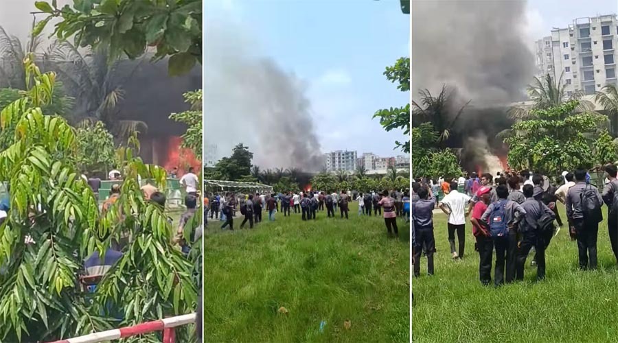 উত্তরায় মাইলস্টোন স্কুলের ভবনে বিমান বিধ্বস্ত, একজনের মৃত্যু, বহু হতাহতের আশঙ্কা